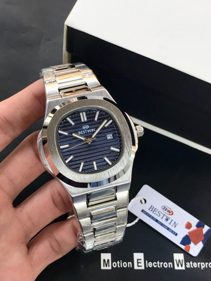 Navy Blue Bestwin Silver Watch