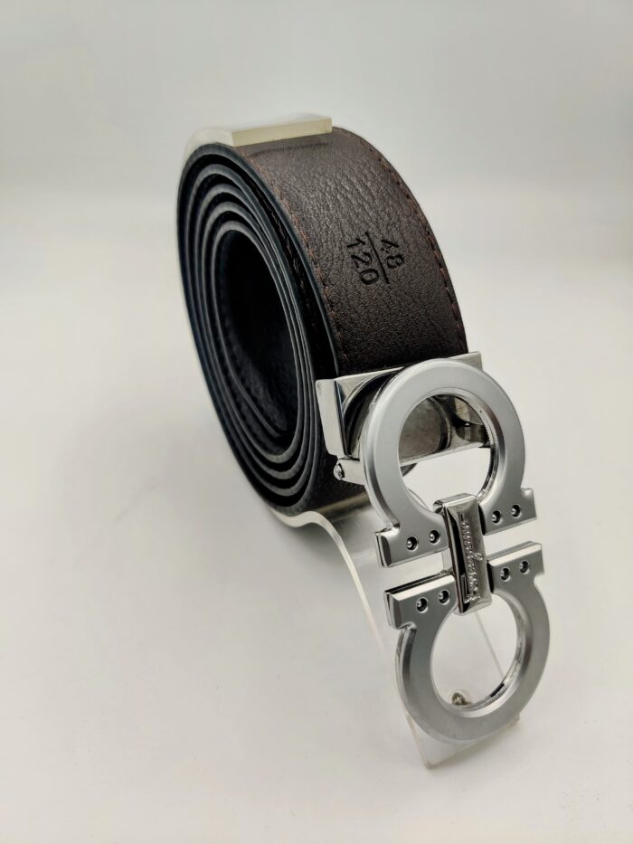 Ferragamo Classic Silver Leather Belt
