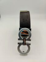 Ferragamo Classic Silver Leather Belt