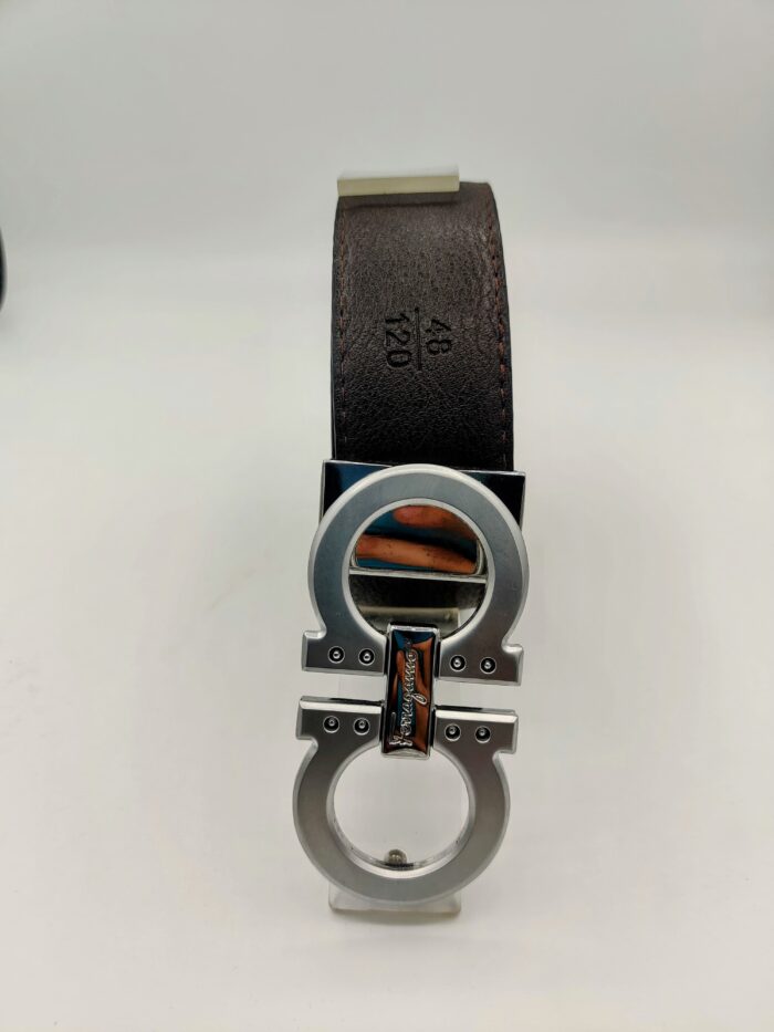 Ferragamo Classic Silver Leather Belt