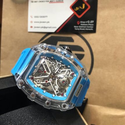 Tubular Blue Mechanical Skeleton Watch